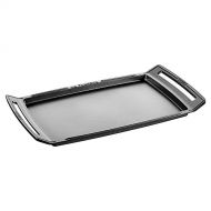 STAUB 12033801 Cast Iron Plancha/Double Burner Griddle, 18.5 x 9.8-inch, Graphite