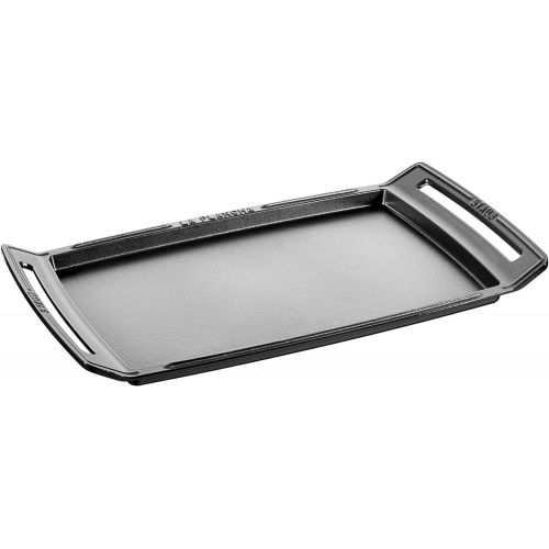  STAUB 12033801 Cast Iron Plancha/Double Burner Griddle, 18.5 x 9.8-inch, Graphite