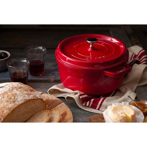  Staub 4 Qt. Round Cocotte-cherry Red