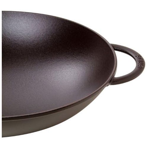  Besuchen Sie den STAUB-Store STAUB Gusseisen Wok, Inkl. Glasdeckel und herausnehmbaren Gittereinsatz, Induktionsgeeignet, Ø 37 cm, 5,7 L, schwarz