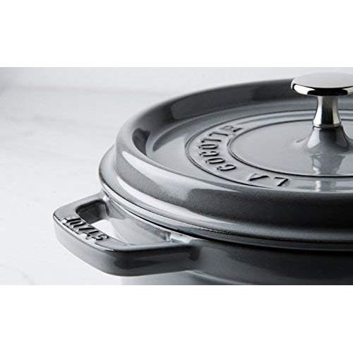  Staub 40509-317-0 Cocotte/Brater, oval mit Deckel 29 cm, 4,25 L, mit mattschwarzer Emaillierung im Inneren des Topfes, graphitgrau