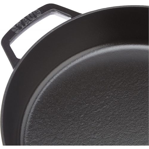  Staub Bratpfanne mit zwei Griffen, Induktionsgeeignet, Gusseisen, Schwarz, 26 cm,1 Einheiten