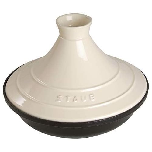  Besuchen Sie den STAUB-Store Staub 40509-395-0 Tajine mit Sockel, Deckel aus Keramik, 28 cm, aus Gusseisen, schwarz/creme