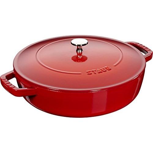  Staub Brater mit Chistera, Induktionsgeeignet, Gusseisen, Kirschrot, 28 cm, 1 Einheiten