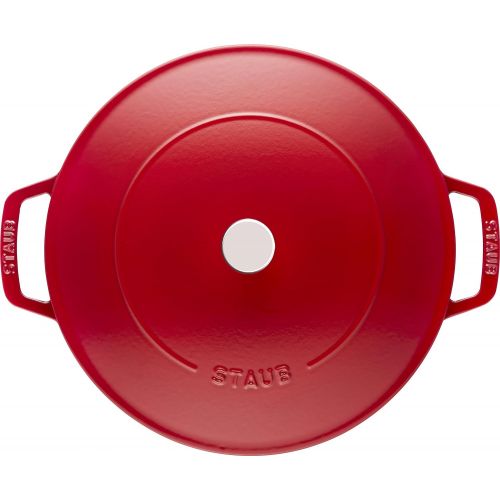  Staub Brater mit Chistera, Induktionsgeeignet, Gusseisen, Kirschrot, 28 cm, 1 Einheiten