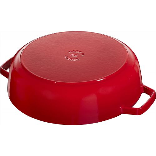  Staub Brater mit Chistera, Induktionsgeeignet, Gusseisen, Kirschrot, 28 cm, 1 Einheiten