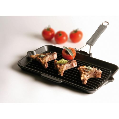  STAUB Gusseisen Grillpfanne, rechteckig, mit Silikongriff, 34 x 21 cm, schwarz