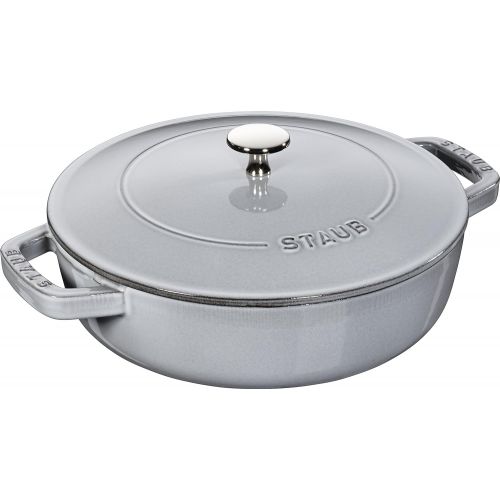  Staub Brater mit Chistera, Induktionsgeeignet, Gusseisen, Graphitgrau, 24 cm, 1 Einheiten