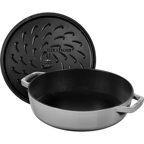  Staub Brater mit Chistera, Induktionsgeeignet, Gusseisen, Graphitgrau, 24 cm, 1 Einheiten