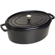 Staub 40509-319-0 Cocotte/Brater, oval mit Deckel 31 cm, 5,5 L, mit mattschwarzer Emaillierung im Inneren des Topfes, schwarz