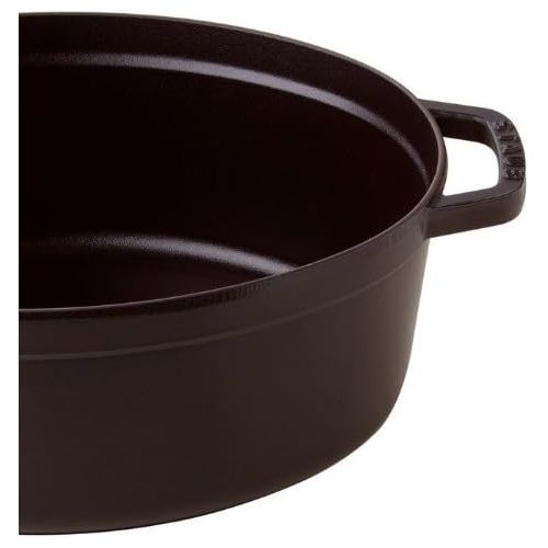  Staub 40509-319-0 Cocotte/Brater, oval mit Deckel 31 cm, 5,5 L, mit mattschwarzer Emaillierung im Inneren des Topfes, schwarz