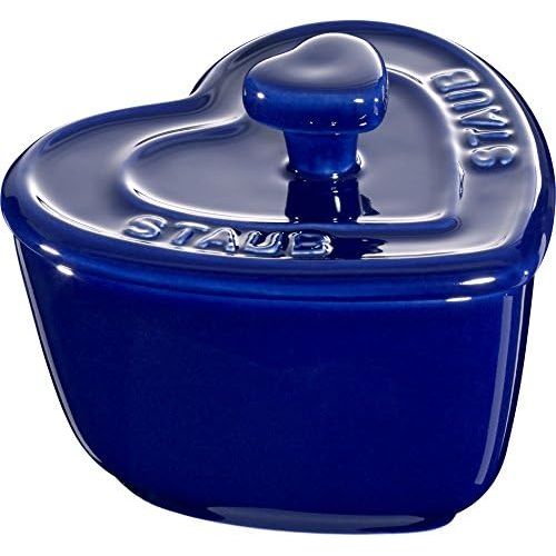  Staub Keramik 6er Set XS Mini Cocotte Herz Dessertschale Auflaufform Dunkelblau 8 cm