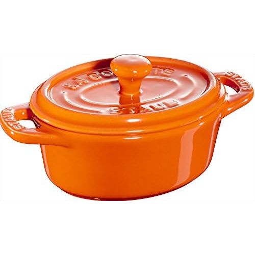  Staub Keramik 6 er Set Mini Cocotte, oval orange 11 cm Ceramic