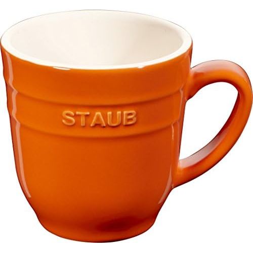  4er Set Staub Keramik Becher Kaffeebecher Kaffeetasse Tasse rund Orange 0,35L