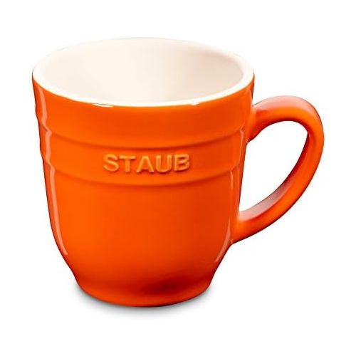  Staub Keramik 4er Set Kaffeetasse Kakaotasse Teetasse gross Tasse Orange 0,35 L