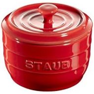 4er Set Staub Keramik Salzgefass Salzdose rund Kirschrot 10cm