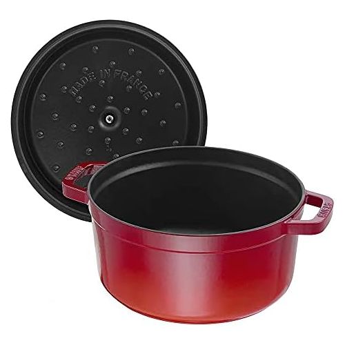  STAUB Stub Kokotte, rund, aus Gusseisen, 7 l, Kirschrot