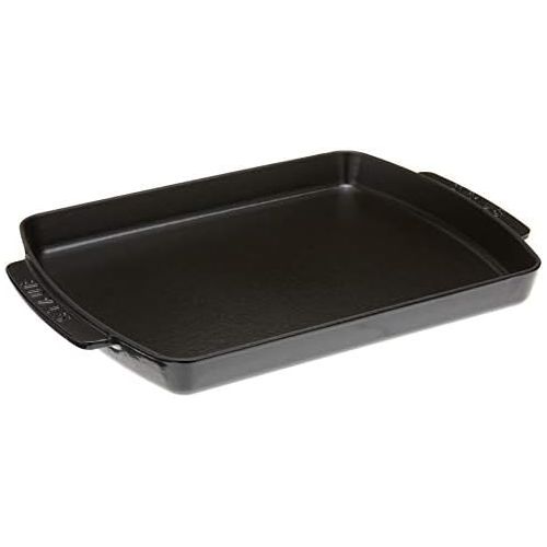  Staub 1205223 Servierschale aus Gusseisen, rechteckig, 38 x 23 cm, Schwarz matt