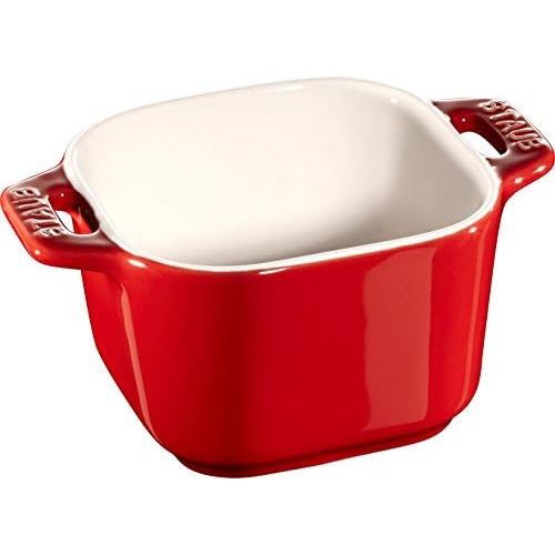  Staub Keramik 6er Set XS Mini Foermchen Ramekin Dessertschale quadratisch Kirschrot 8 cm