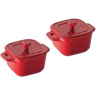 STAUB XS Mini Cocotte, quadratisch, 2er Set Kirschrot 8 cm