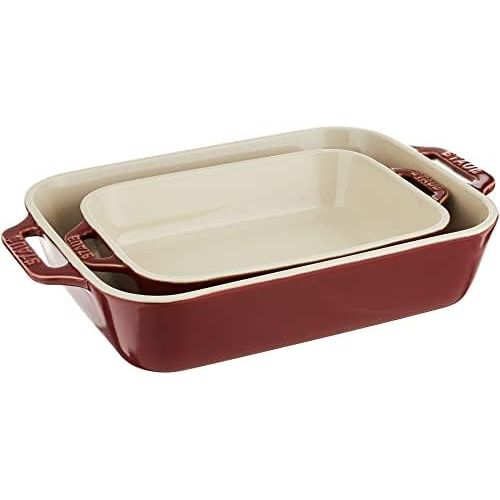  Staub 40511-924 Ceramics Rectangular Baking Dish Set, 2-Piece, Rustic Turquoise