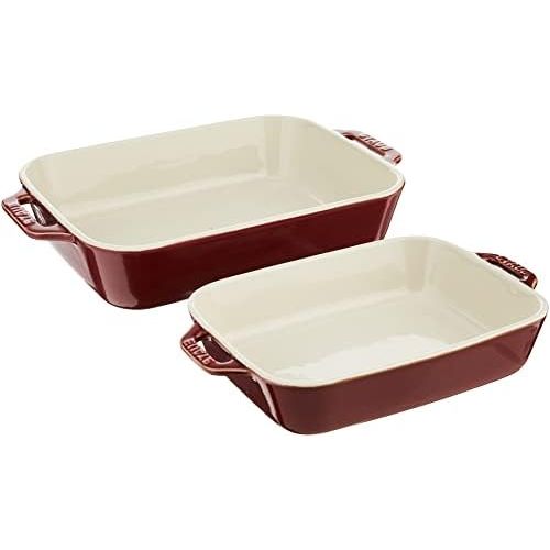  Staub 40511-924 Ceramics Rectangular Baking Dish Set, 2-Piece, Rustic Turquoise