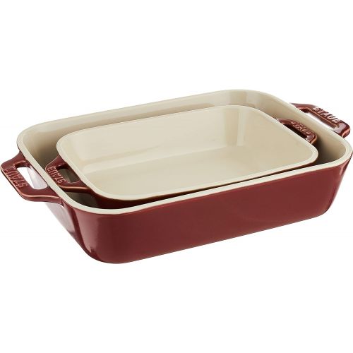  Staub 40511-924 Ceramics Rectangular Baking Dish Set, 2-Piece, Rustic Turquoise