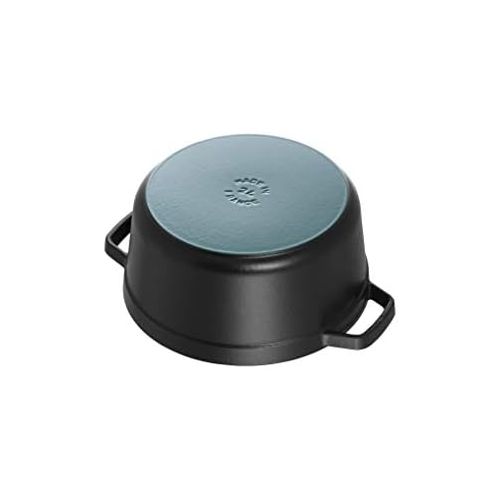  Staub 1101225 Mini Cocotte, rund mit Deckel 10 cm, 0,25 L, induktionsgeeignet, mit mattschwarzer Emaillierung im Inneren des Topfes, schwarz