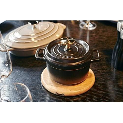  Staub 1101225 Mini Cocotte, rund mit Deckel 10 cm, 0,25 L, induktionsgeeignet, mit mattschwarzer Emaillierung im Inneren des Topfes, schwarz