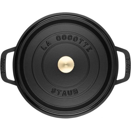  Staub 1101225 Mini Cocotte, rund mit Deckel 10 cm, 0,25 L, induktionsgeeignet, mit mattschwarzer Emaillierung im Inneren des Topfes, schwarz