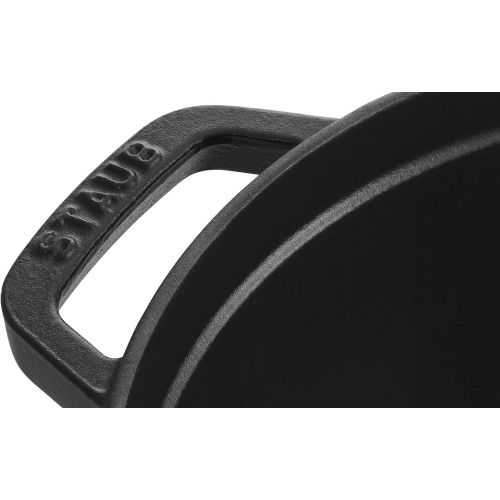 Staub 1101225 Mini Cocotte, rund mit Deckel 10 cm, 0,25 L, induktionsgeeignet, mit mattschwarzer Emaillierung im Inneren des Topfes, schwarz