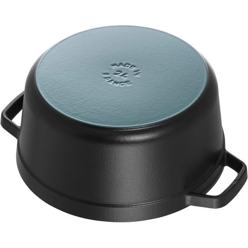  Staub 1101225 Mini Cocotte, rund mit Deckel 10 cm, 0,25 L, induktionsgeeignet, mit mattschwarzer Emaillierung im Inneren des Topfes, schwarz