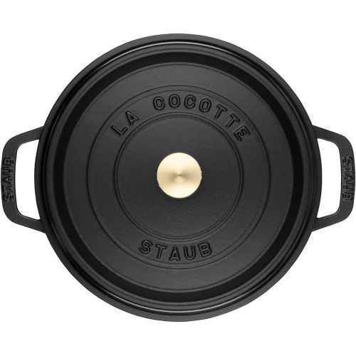  Staub 1102025 Cocotte/Brater, rund mit Deckel 20 cm, 2,24 L, mit mattschwarzer Emaillierung im Inneren des Topfes, schwarz