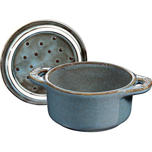  STAUB Keramik 6er Set Dessertschale Auflaufform Mini Cocotte, rund Antiktuerkis 10 cm