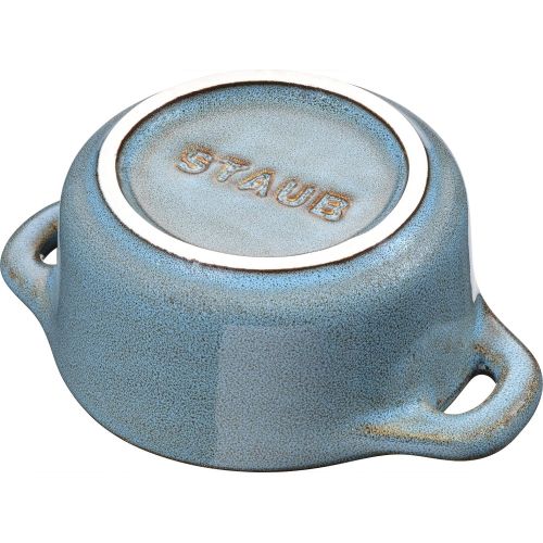  STAUB Keramik 6er Set Dessertschale Auflaufform Mini Cocotte, rund Antiktuerkis 10 cm