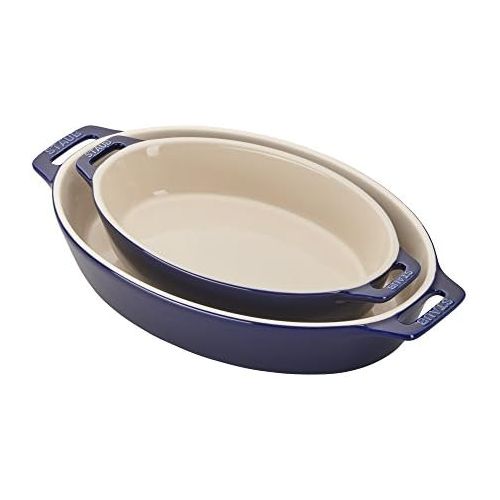  STAUB Ceramics Oval Baking Dish Set, 2-piece, Cherry