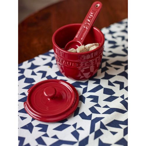  STAUB Zuckerdose mit Loeffel Kirschrot 9 cm