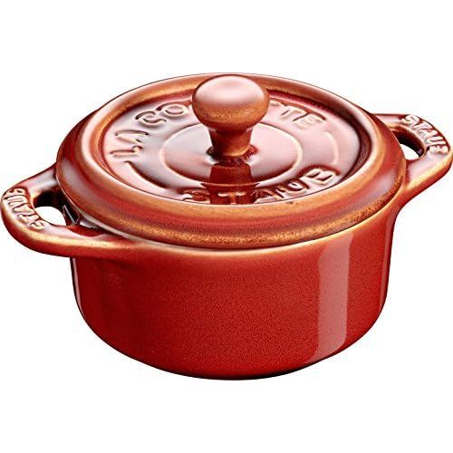  Staub Keramik 6er Set Dessertschale Auflaufform Mini Cocotte, rund Kupferrot 10 cm