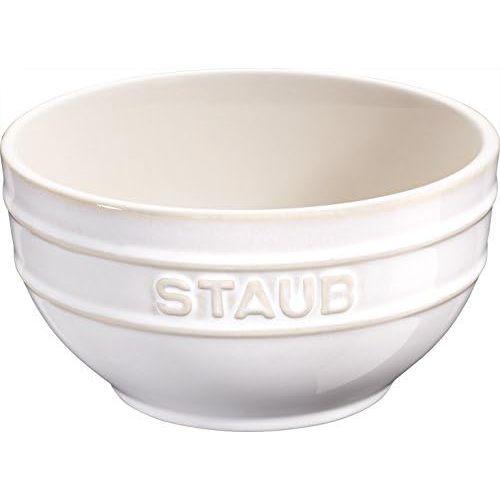  STAUB 6 er Set Keramik Obstschuessel Servierschuessel Ruehrschuessel, rund Elfenbeinweiss 17 cm