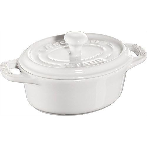  STAUB Keramik 6 er Set Mini Cocotte, oval weiss 11 cm Ceramic