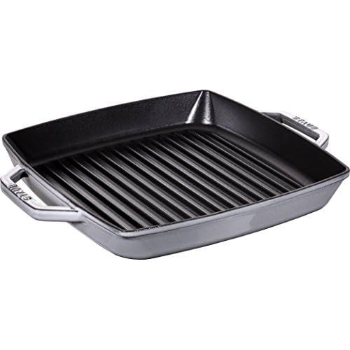  Staub 40511-785-0 Grillpfanne, rechteckige mit zwei Griffen, 33 cm, Gusseisen, grau