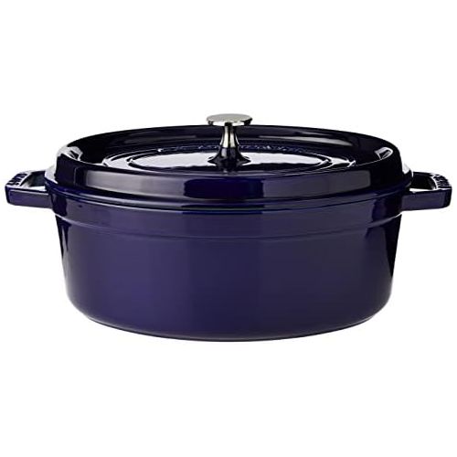  Staub 1102991 Cocotte/Brater, oval mit Deckel 29 cm, 4,25 L, mit mattschwarzer Emaillierung im Inneren des Topfes, dunkelblau