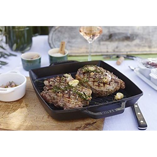  Staub 40511-684-0 Grillpfanne, rechteckige mit zwei Griffen, 28 cm, Gusseisen, grau