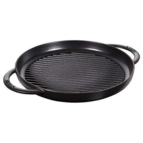  Staub Grillpfanne mit Seitengriffen rund in schwarz (Durchmesser oberer Rand: 30 cm)