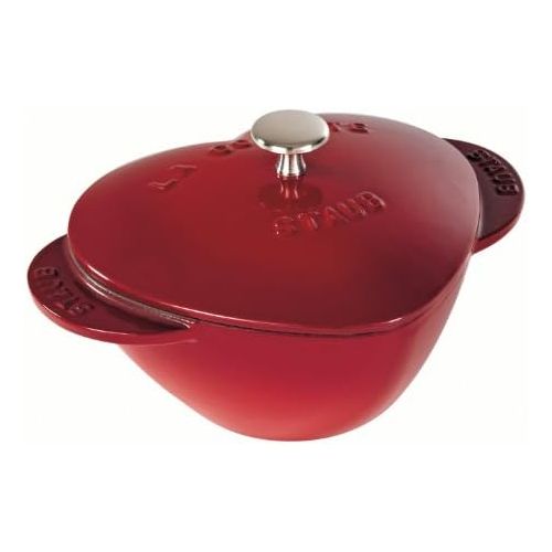  Staub 40509-798-0 Cocotte/Brater, Herz 20 cm, 1,75 L, mit mattschwarzer Emaillierung im Inneren des Topfes, kirsche