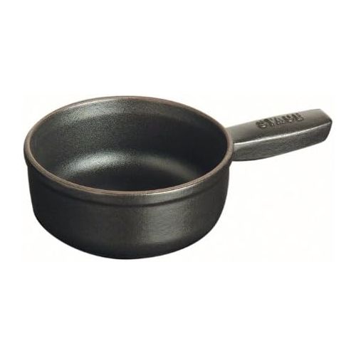  Staub Mini Fondue Topf (12 cm, 0,35 L mit mattschwarzer Emaillierung im Inneren des Topfes) schwarz