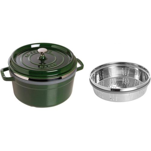  STAUB Gusseisen Brater/Cocotte, mit Dampfeinsatz, rund 26 cm, 5,2 L, basilikum / gruen