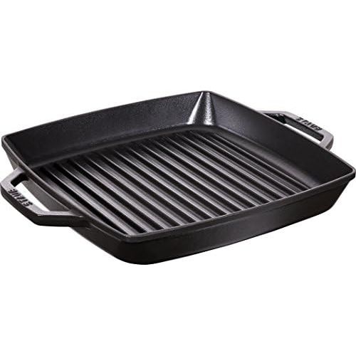  Staub 40511-683-0 Grillpfanne, rechteckige mit zwei Griffen, 28 cm, Gusseisen, schwarz