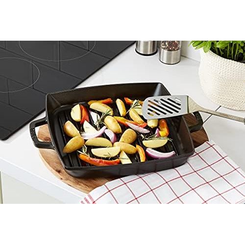  Staub 40511-683-0 Grillpfanne, rechteckige mit zwei Griffen, 28 cm, Gusseisen, schwarz