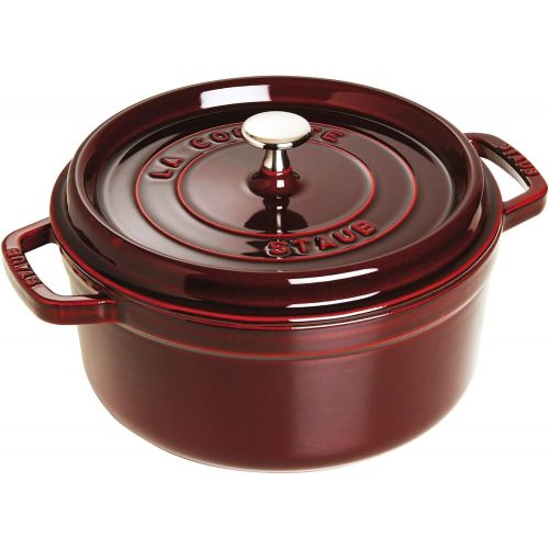  STAUB Gusseisen Brater/Cocotte, mit Dampfeinsatz, rund 26 cm, 5,2 L, grenadine